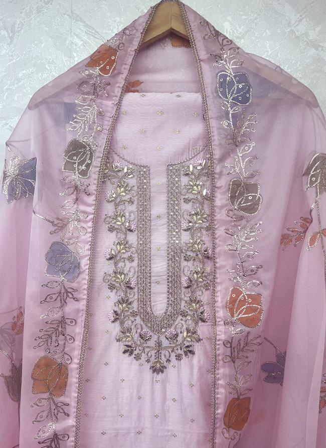 Pure Modal Pink Festival Wear Hand Work Punjabi Dress Material